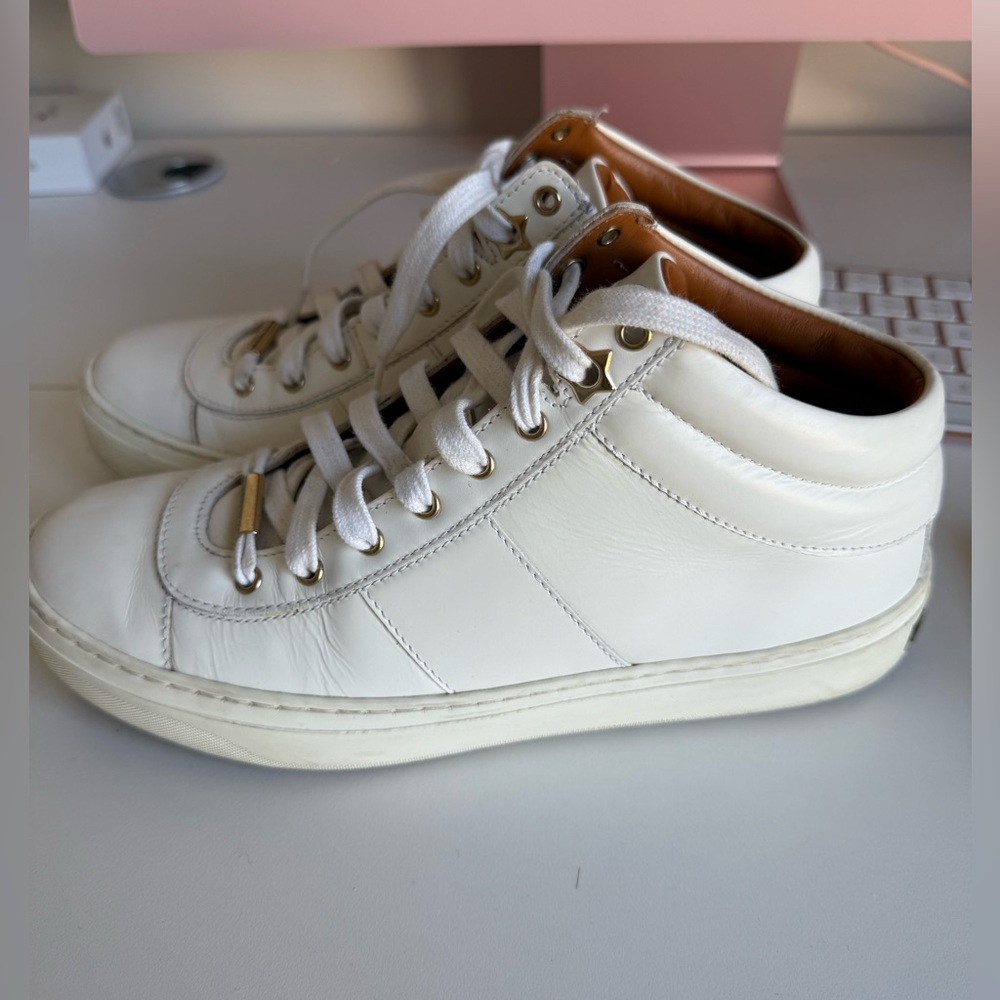 Jimmy Choo White High Top Sneakers Size EU 36 6 US